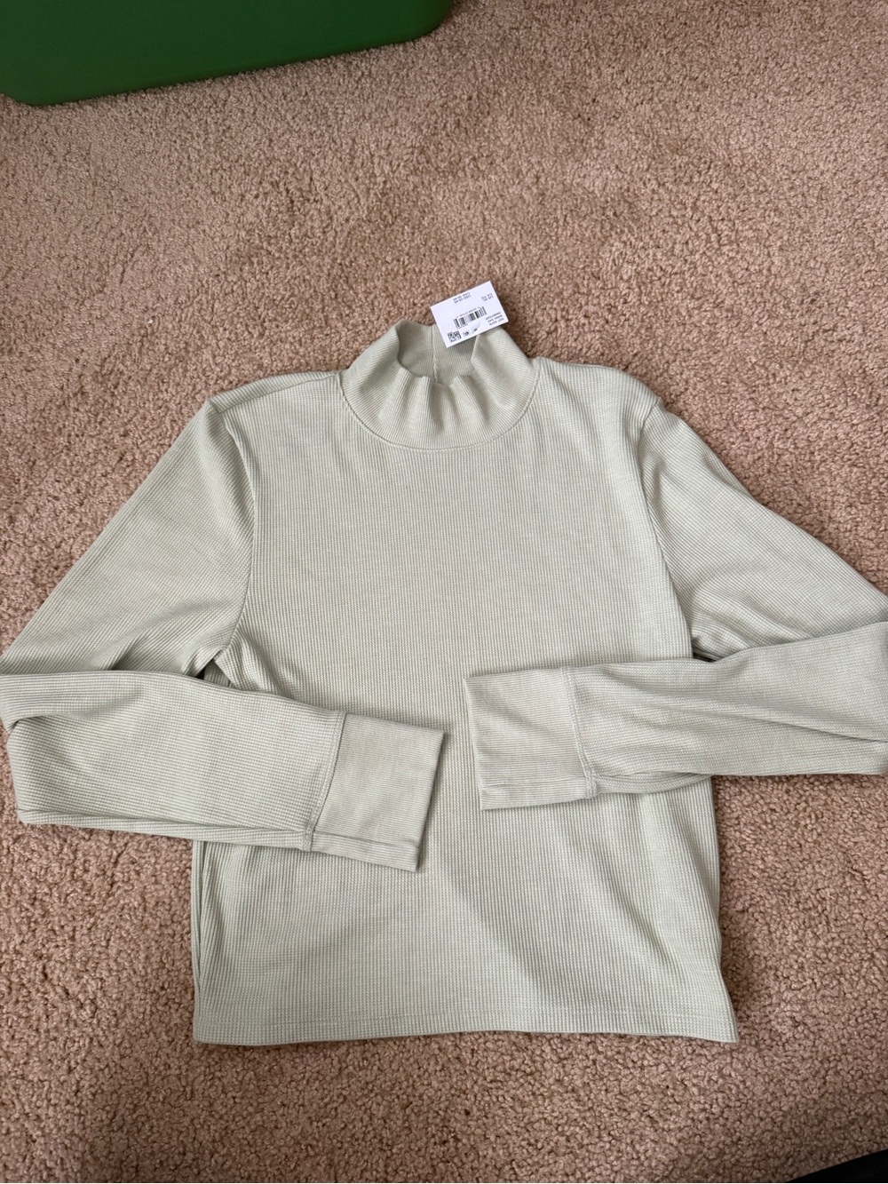 American Eagle Outfitters Light Sage Ribbed Mock Neck Sweater